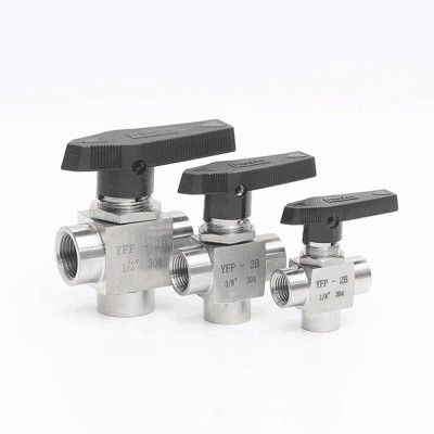 Tony Fluid 6000PSI High Pressure 1 PC Stainless Steel SS Angle 3 Way 1/4" Female NPT Threaded Ball Valve